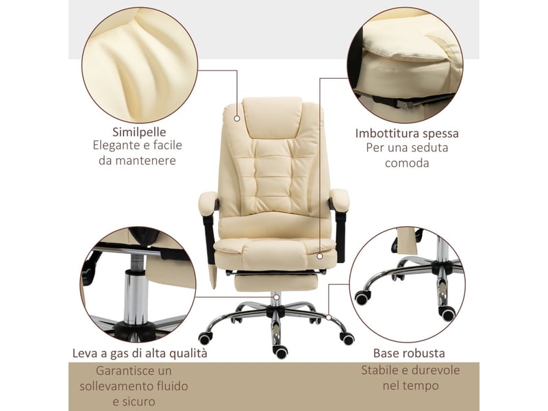  Fauteuil de bureau dorora ergonomique massant réglable crème  - Conforama E