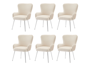 Chaise de salle à manger lot de 6 avec accoudoirs et pieds réglables  - soutien lombaire velours beige