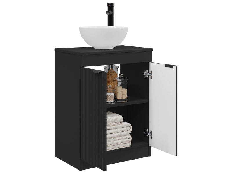 Meuble salle de bain avec évier, meuble de rangement noir 54x35x83 cm shl1065 - Conforama C