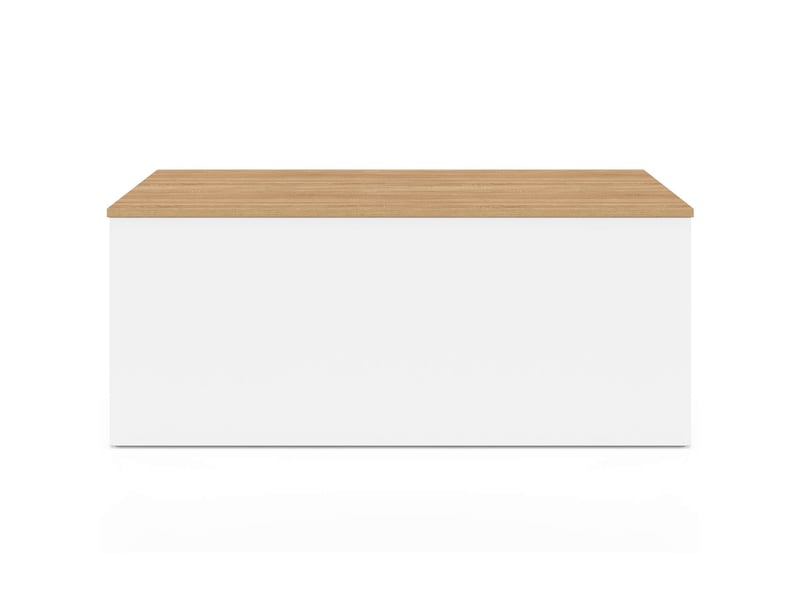  Table basse plateau relevable rectangulaire elea 100 cm avec grand coffre bois blanc et façon hêtre  - Conforama C