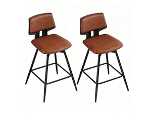 Lot de 2 tabourets de bar pivotants,45,5x45,5x89 cm,similicuir,marron