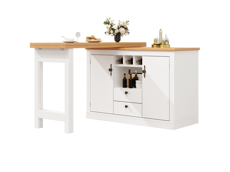  Table de bar extensible avec rangements pivotante 120-180 x 40 x 76 cm N620BZ250808W - Conforama B