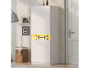 Armoire avec led blanche 70 x 55 x 180 cm en mdf, avec penderie et rangement pour une chambre organisée