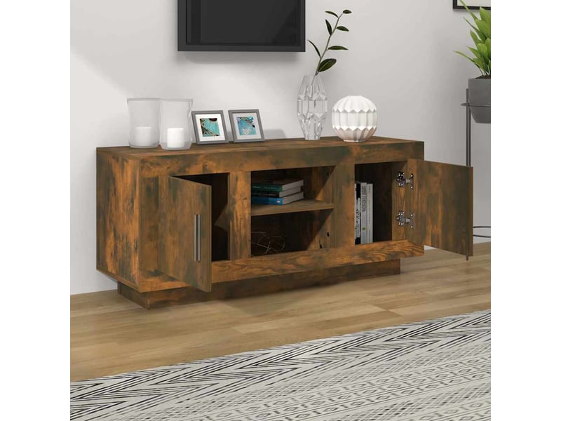  Meuble tv - banc tv - meuble de rangement chêne fumé 102x35x45 cm bois d'ingénierie  - Conforama C