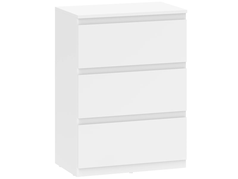  Commode 3 tiroirs sans poignées pour chambre en panneaux de particules 55×34×75 cm blanc  - Conforama A