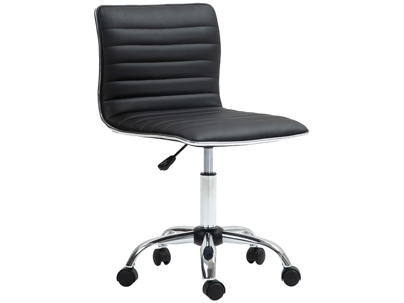  Chaise de bureau à roulettes pivotante avec hauteur réglable et siège rembourré dimensions 48 x 52 x 78-90 cm en noir  - Conforama E