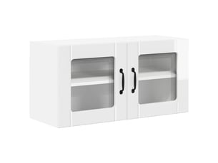 Meuble mural de cuisine, cabinet en verre mural blanc brillant 80x31x40cm shl2939
