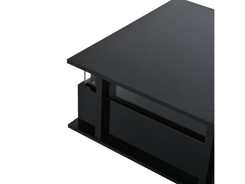  Table basse 70x70x40, finition brillant noir table basse salon, 2 tiroirs, led intégrées, cloison acrylique  - Conforama D