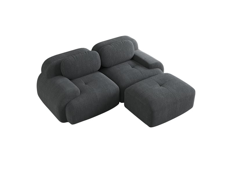  Canapé d’angle modulable modenvie 2 places en velours côtelé gris 208 x 178 x 70 cm  - Conforama A