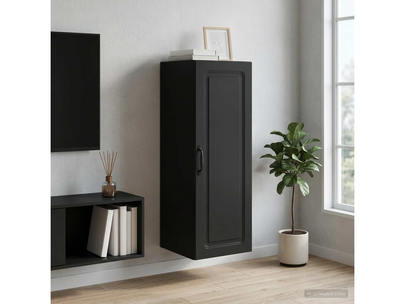 Armoire murale salon, meuble de rangement 33 x 34,5 x 90 cm bois d'ingénierie noir shl1222  - Conforama B