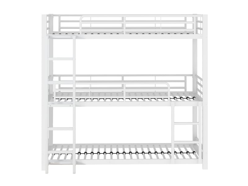 Lit superposé triple 90x200 cm métal blanc – sans matelas – enfants, ados et adultes - Conforama D
