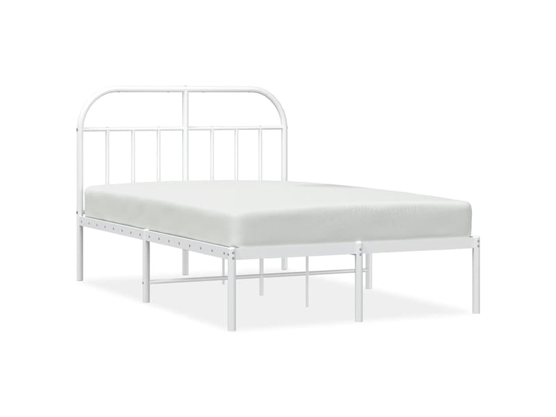  Lit double- lit adulte -  cadre de lit métal sans matelas et tête de lit blanc 120x190 cm  - Conforama A