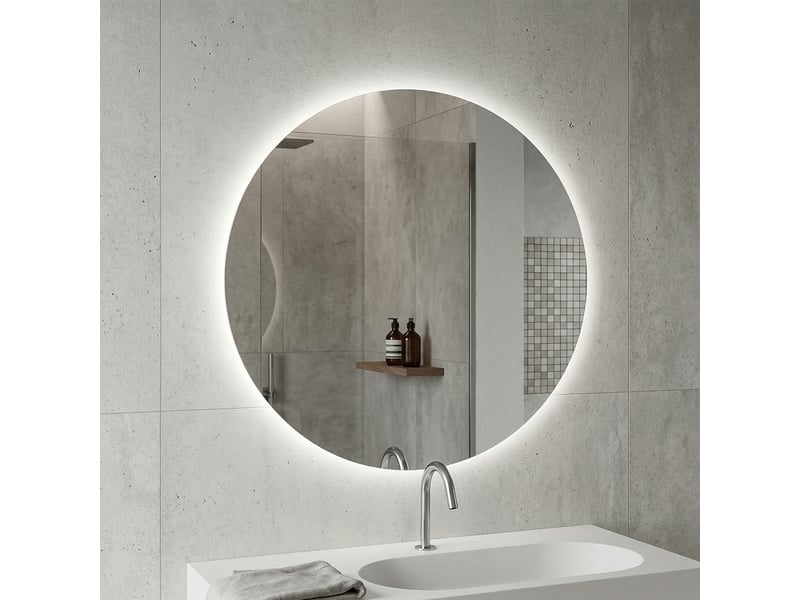  Miroir de salle de bain rond 90 cm globe avec éclairage led périphérique  - Conforama B