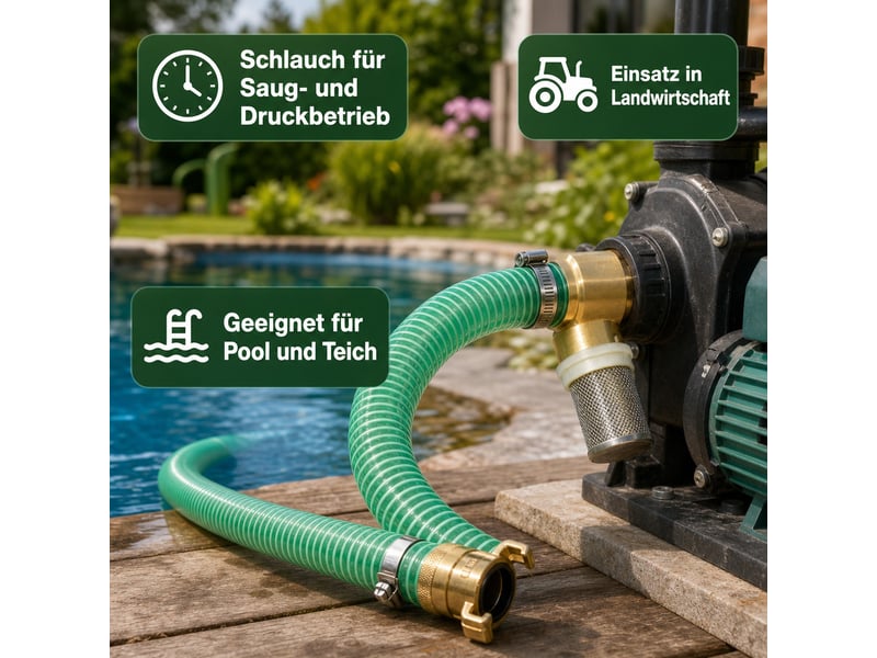  Kit d'aspiration et de refoulement 1 pouce en laiton, tuyau 1m, 6 bar pour irrigation  - Conforama D