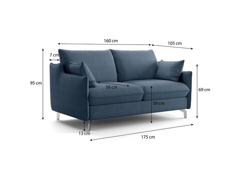  Canapé droit convertible 3 places en tissu chenille bleu foncé - ouverture express - astoria Astoria - Conforama D