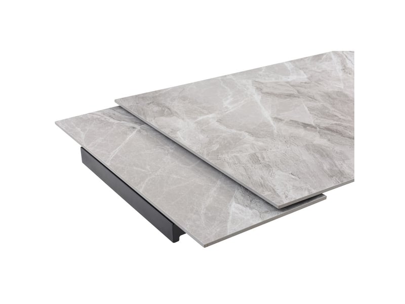Table extensible 180 à 260 cm céramique gris marbré laqué pied entrecroisé - dakota 11 - Conforama C
