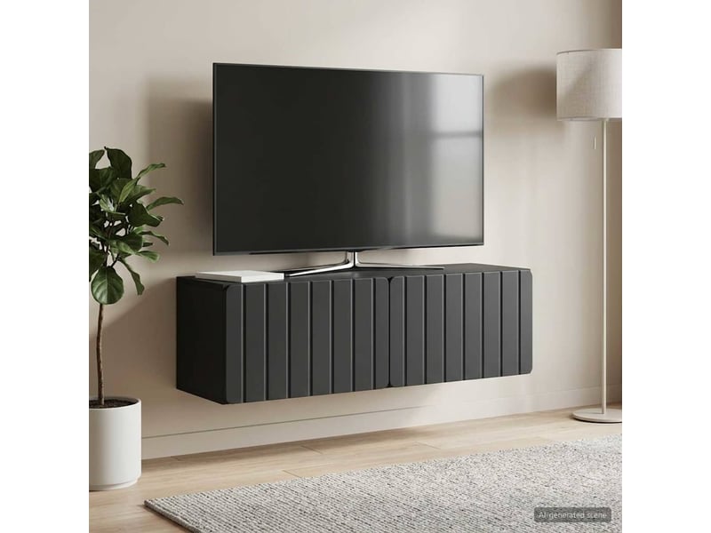  Meuble tv - banc tv - meuble de rangement mural 98 x 31 x 30 cm noir bois d'ingénierie  - Conforama D
