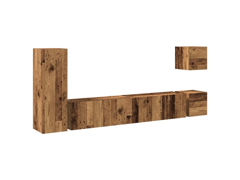  Ensemble de meuble tv - banc tv - meuble de rangement mural 5 pcs vieux bois bois d'ingénierie  - Conforama A