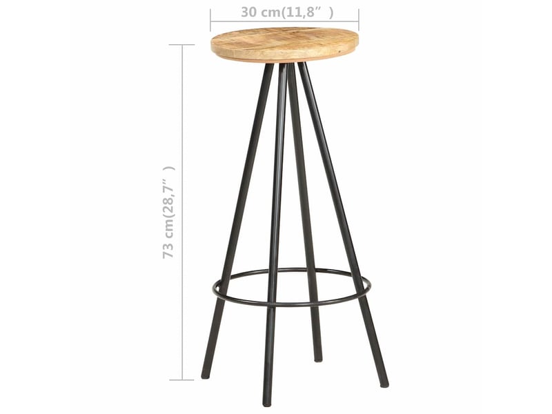  Lot de 2 tabouret de bar, chaise de bar bois de manguier brut  - Conforama E