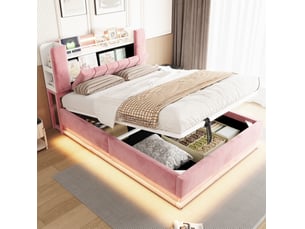 Lit coffre 140x200 cm <strong>COVREO </strong> <strong></strong> coloris rose