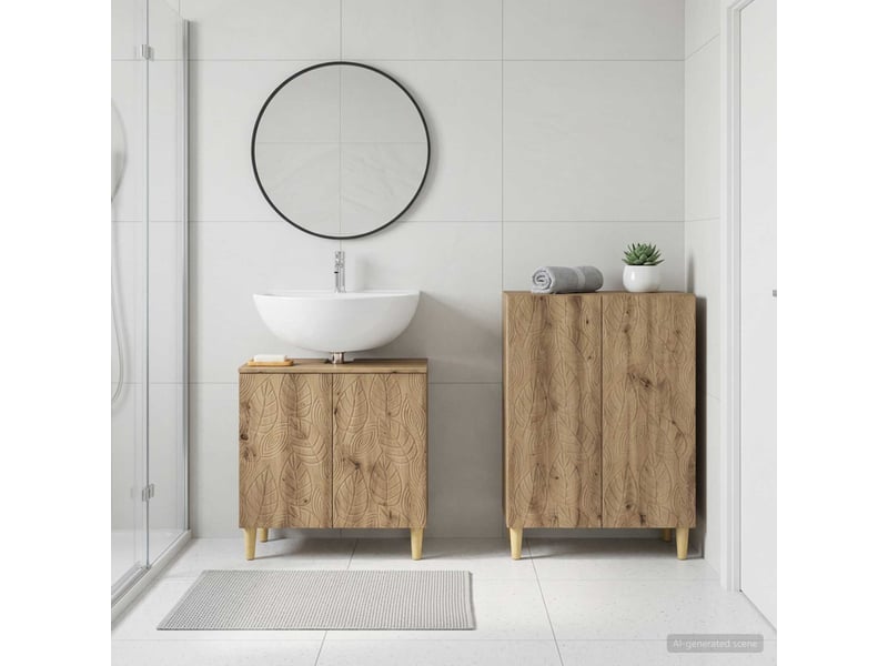 Ensemble de 2 meubles de salle de bain delft chêne artisanal cf63111 - Conforama B
