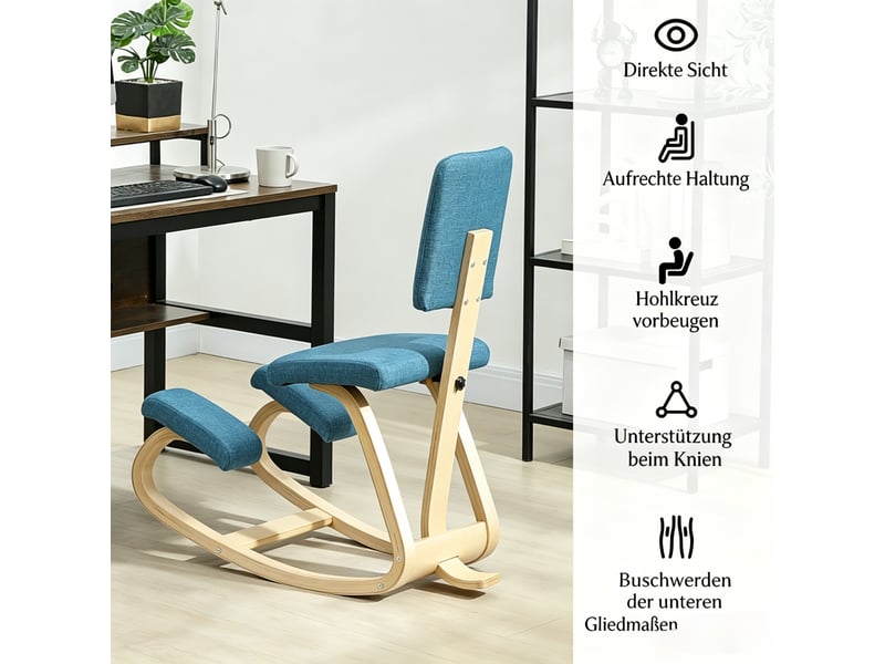  Fauteuil de salon - chaise ergonomique à genoux avec dossier, correcteur de posture pour une posture assise saine au bureau  - Conforama E