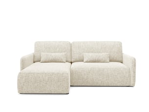Canapé d'angle réversible convertible 4 places Tissu beige avec coffre de rangement