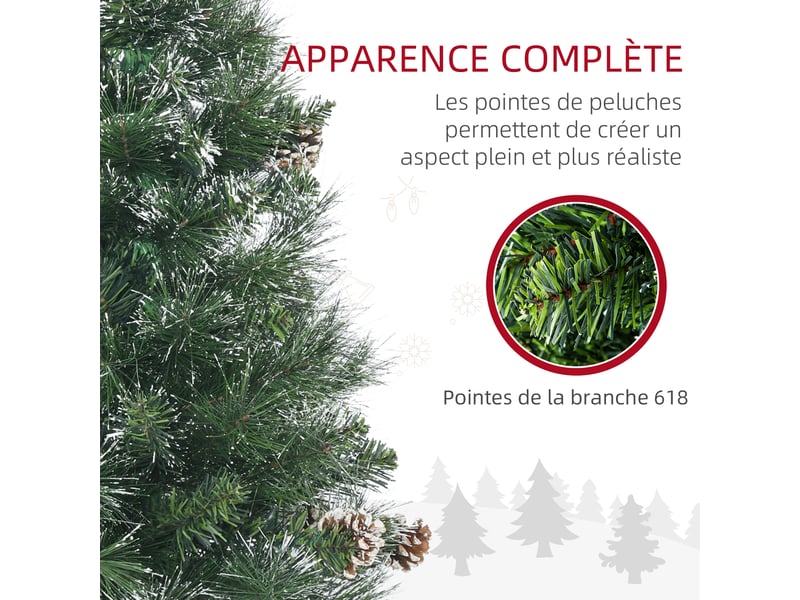  Sapin de noël artificiel avec 618 branches enneigées, support en acier, arbre de noël artificiel socle pliable en acier  - Conforama E