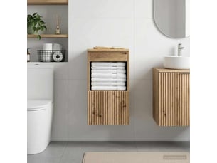 Armoire de salle de bain, meuble de rangement chêne artisanal 30x35x50 cm