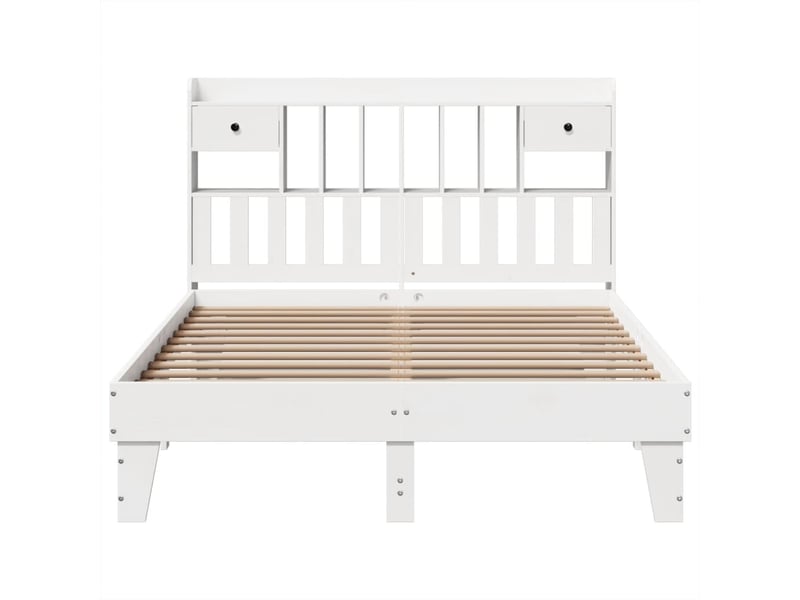  Lit double- lit adulte -  cadre de lit sans matelas blanc 140x190 cm bois de pin massif  - Conforama C