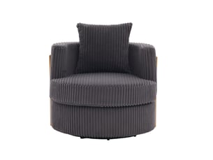 Fauteuil 1 place - 76x79x78 cm - fauteuil tournant 360° en cord, coffre de rangement et coussin inclus - gris