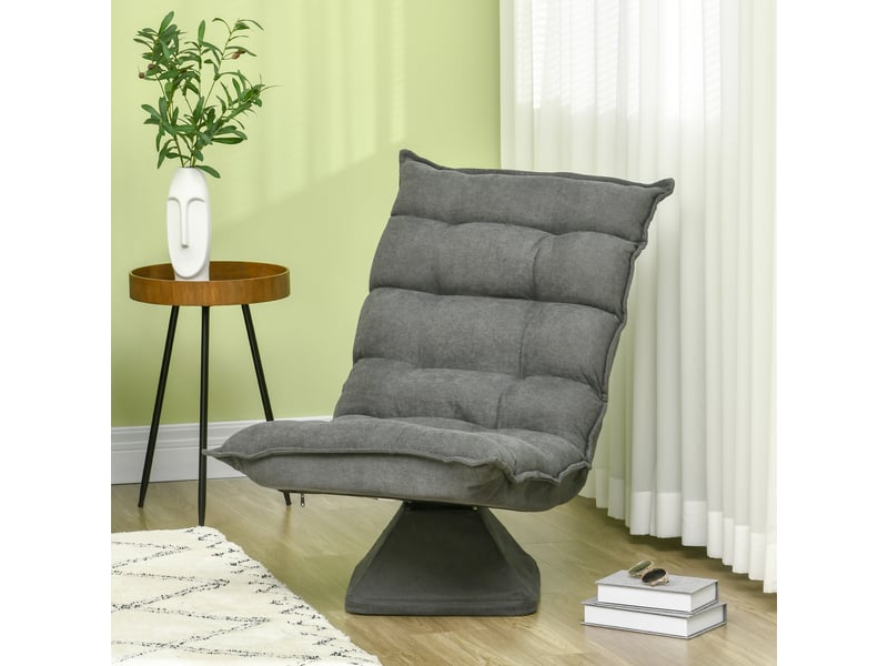  Fauteuil relax pivotant gris microfibre – dossier réglable, salon et bureau  - Conforama B