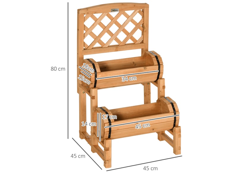  Jardinière surélevée rustique avec treillis 45x45x80 cm – jaune – 2 bacs de plantation pratiques  - Conforama C