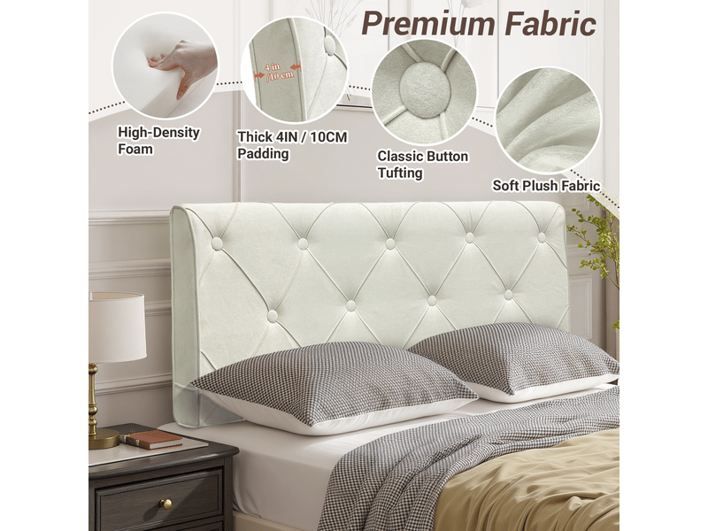  Tête de lit rembourrée vercart micro-daim 183x60 cm, ép. 100 mm, beige ou gris  - Conforama D