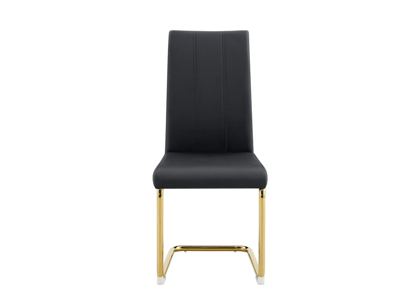  Lot de 4 chaises de salle à manger 41.5x42.5x99cm – chaises cantilever modernes à dossier haut avec métal doré chromé – simili cuir - noir  - Conforama A