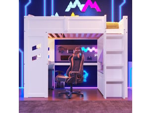 Lit mezzanine 90x200 cm <strong>MERAX</strong> <strong>lit enfant blanc</strong> coloris blanc