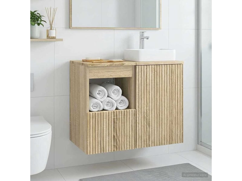  Armoire de salle de bain, meuble de rangement chêne sonoma 30x41x50 cm  - Conforama D