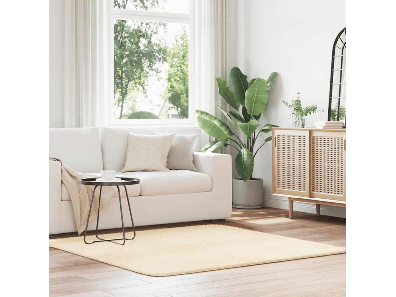  Tapis shaggy à poils longs navarra crème 160x160 cm polyester - comfortxl 4102871 - Conforama B