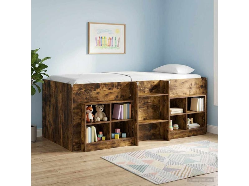  Armoire de lit avec étagère 2 pièces chêne fumé 66x33x48 cm  - Conforama B