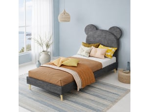 Lit simple 90x200 cm <strong>HAVRYA</strong>  <strong></strong> coloris gris