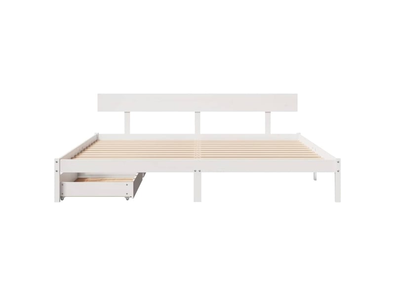 Lit double- lit adulte - cadre de lit sans matelas blanc 180x200 cm bois massif de pin - Conforama C