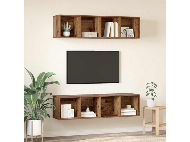  Ensemble meuble tv - banc tv - meuble de rangement 2 pcs bois ancien bois d'ingénierie  - Conforama D