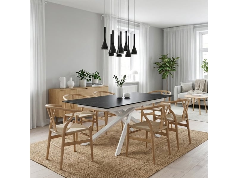 Table extensible en hpl jusqu'à 12 personnes 170270 x 90 ryder - noir - Conforama B