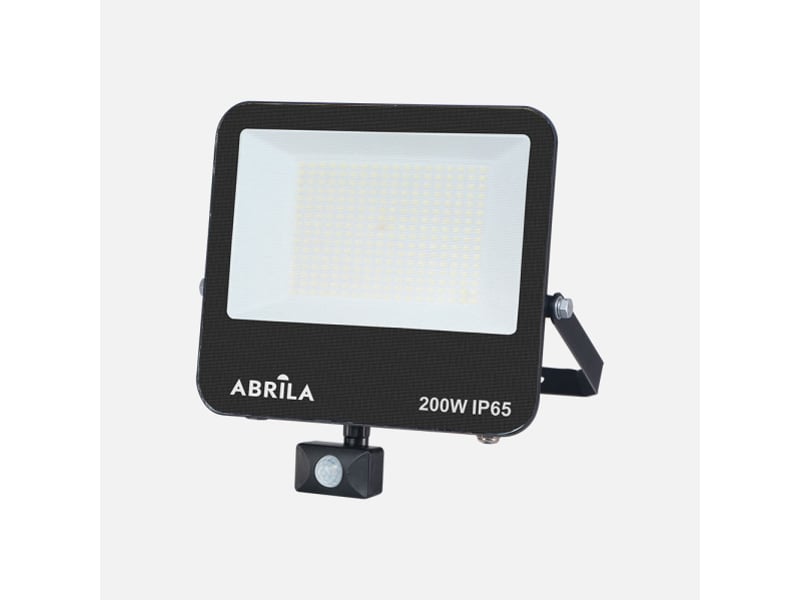  Projecteur led avec détecteur fabrilamp boiro 200 w 20000 lm 6500 k noir ip65 32 x 29 x 6,5 cm 262982009 - Conforama A