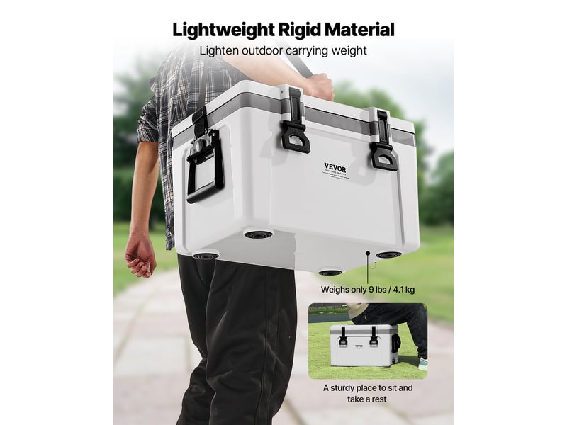 Glaciere rigide isotherme, refrigerateur portable de 26 qt 24,6 l, sac isotherme avec retention de glace, avec poignees et sangles robustes, leger, pour pique-niques, camping, voyages, blanc - Conforama D
