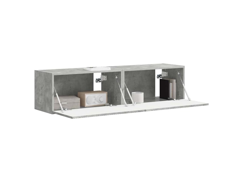  Meuble tv - banc tv - meuble de rangement mural 2 pcs béton bois d'ingénierie  - Conforama C