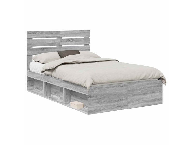 Lit double- lit adulte - cadre de lit gris sonoma 120 x 200 cm pin massif - Conforama A