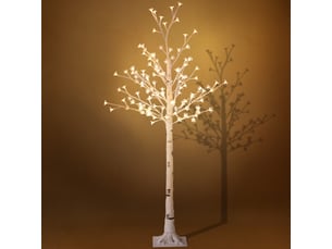 Cerisier artificiel en fleurs avec 120 lumières led, luminosité réglable, décoration intérieure, 21 x 21 x 150 cm, blanc