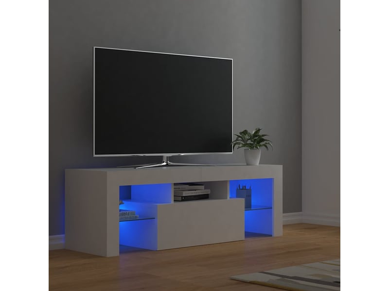  Meuble tv - banc tv - meuble de rangement avec lumières led blanc 120x35x40 cm  - Conforama B