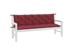 Lot de 2 coussins de banc de jardin, coussins d'assise rouge bordeaux mélangé cf58688